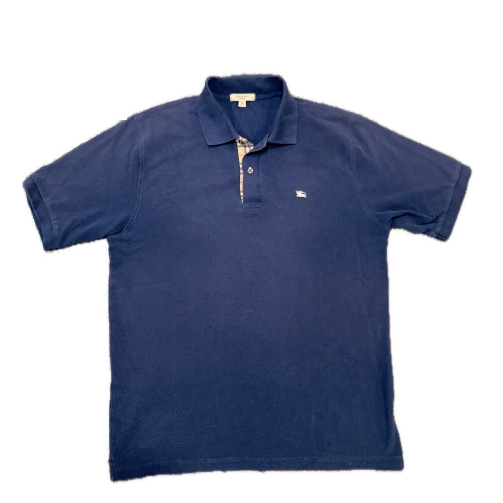 Burberry London Polo Shirt Mens Medium Burgundy Classic Fit Nova Check Knight